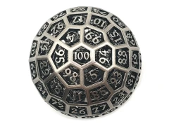 Old School Dice: D100 50mm Hollow - Dragon's Head - Ancient Silver
